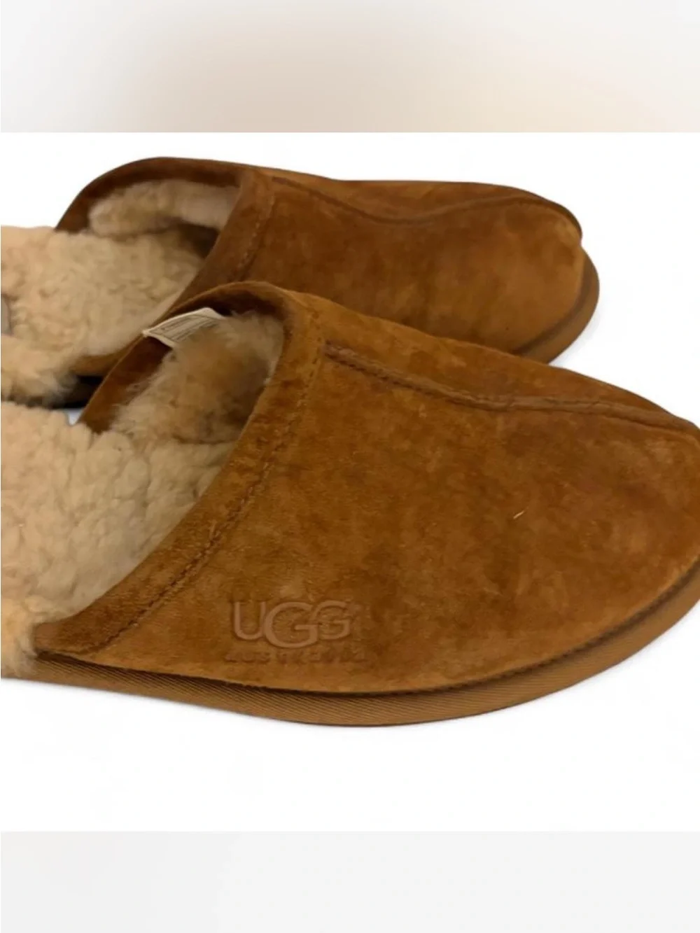 UGG Men’s Chestnut Suede Shearling-Lined Slip-On Slippers